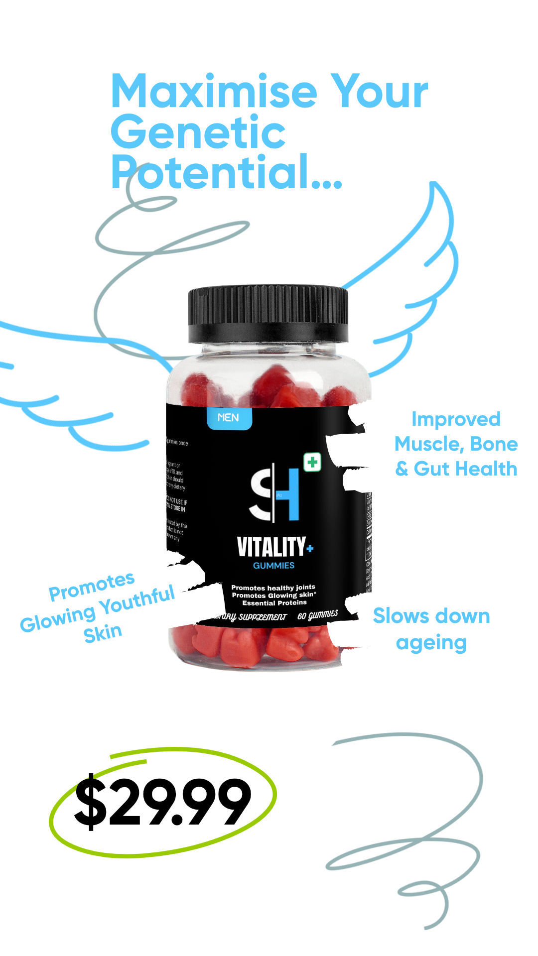 VITALITY+ For Men | Hair, Skin, Nail & Probiotic